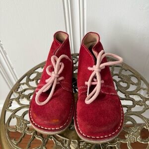 Mini Boden Red Suede Lace Up Ankle Boot Shoes